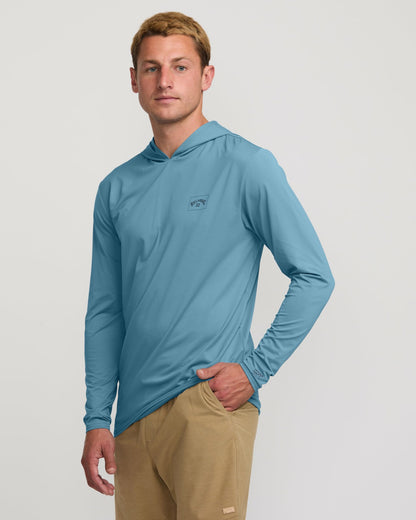 Billabong Arch Mesh Long Sleeve Hooded Surf Tee - Bay Blue