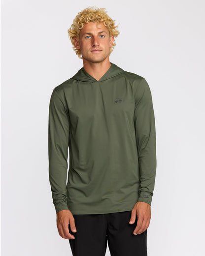 Billabong Arch Mesh Long Sleeve Hooded Surf Tee - Dark Military