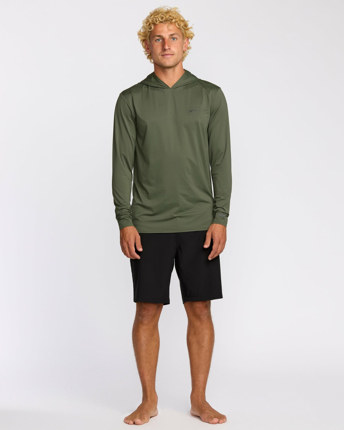 Billabong Arch Mesh Long Sleeve Hooded Surf Tee - Dark Military