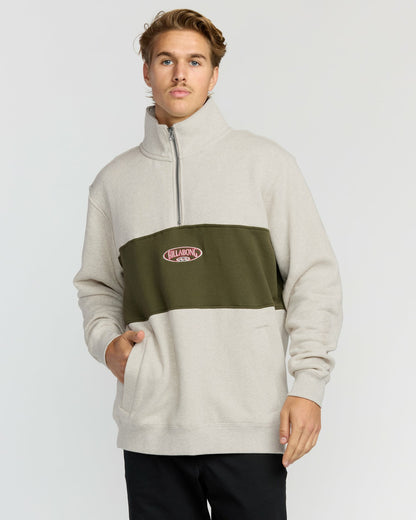 Billabong Bad Dog 3/4 Zip Mockneck Sweatshirt - Sand Htr