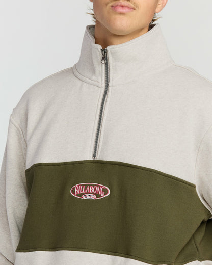 Billabong Bad Dog 3/4 Zip Mockneck Sweatshirt - Sand Htr
