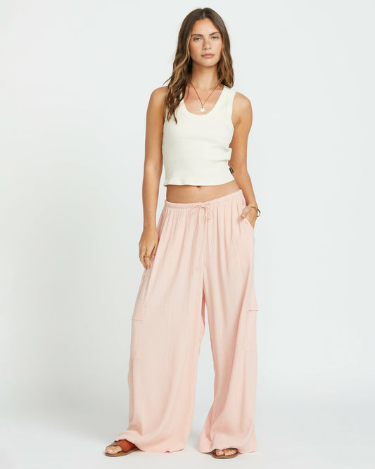 Billabong Beach Babe Cargo Elastic Waist Pants - Dusty Peach