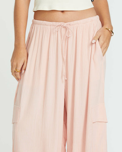 Billabong Beach Babe Cargo Elastic Waist Pants - Dusty Peach