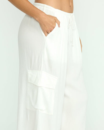 Billabong Beach Babe Cargo Elastic Waist Pants - Salt Crystal