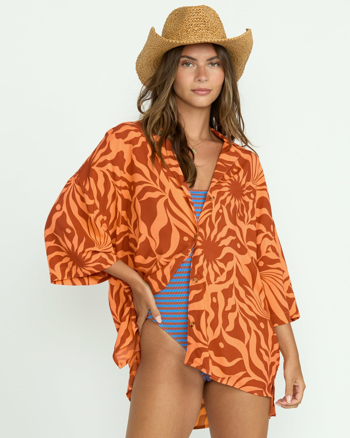 Billabong Beach Side Printed Short Sleeve Shirt - Orange Squeeze