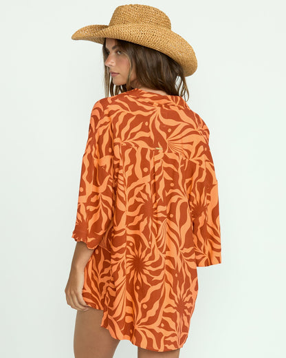 Billabong Beach Side Printed Short Sleeve Shirt - Orange Squeeze