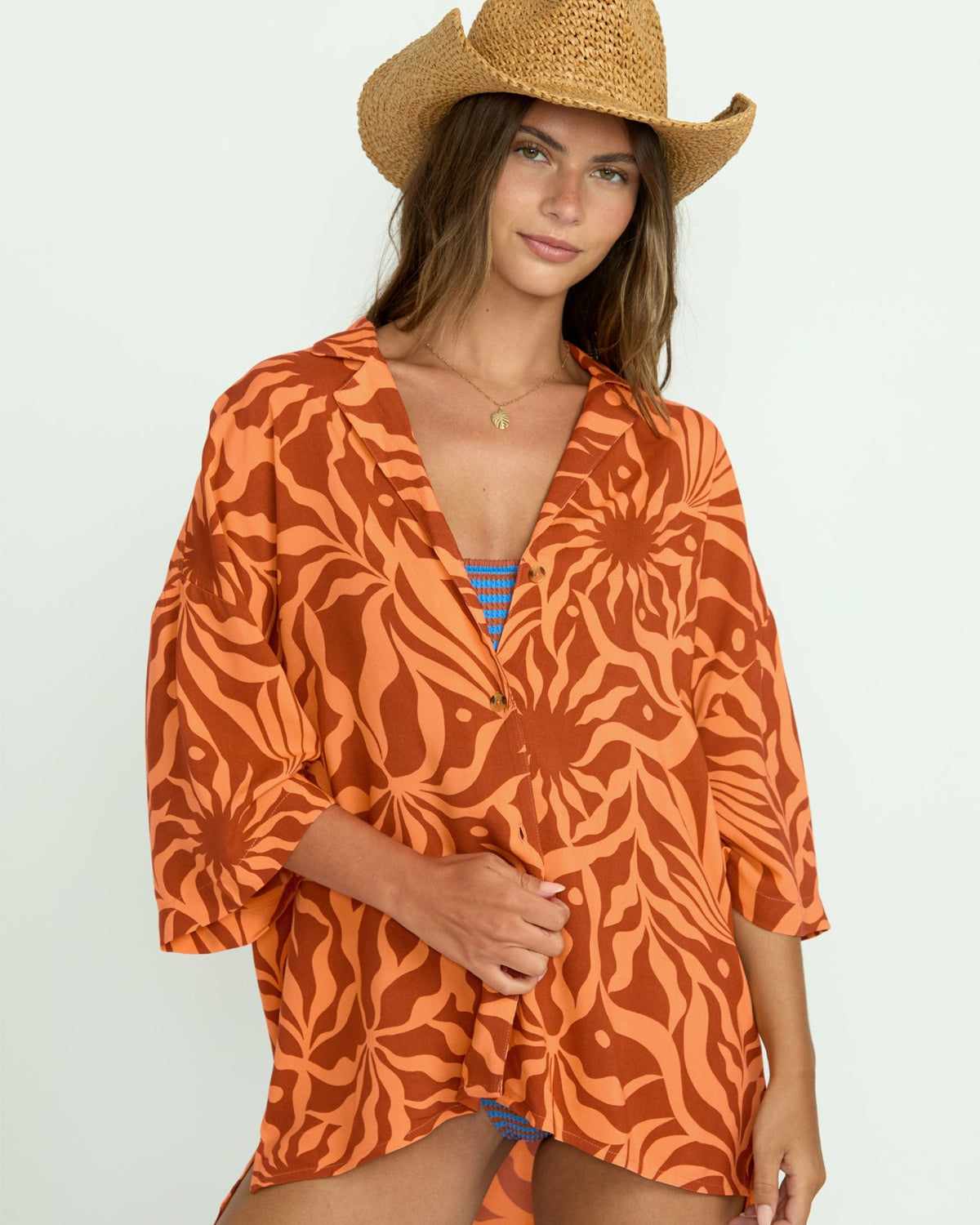 Billabong Beach Side Printed Short Sleeve Shirt - Orange Squeeze