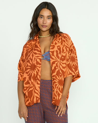 Billabong Beach Side Printed Short Sleeve Shirt - Orange Squeeze