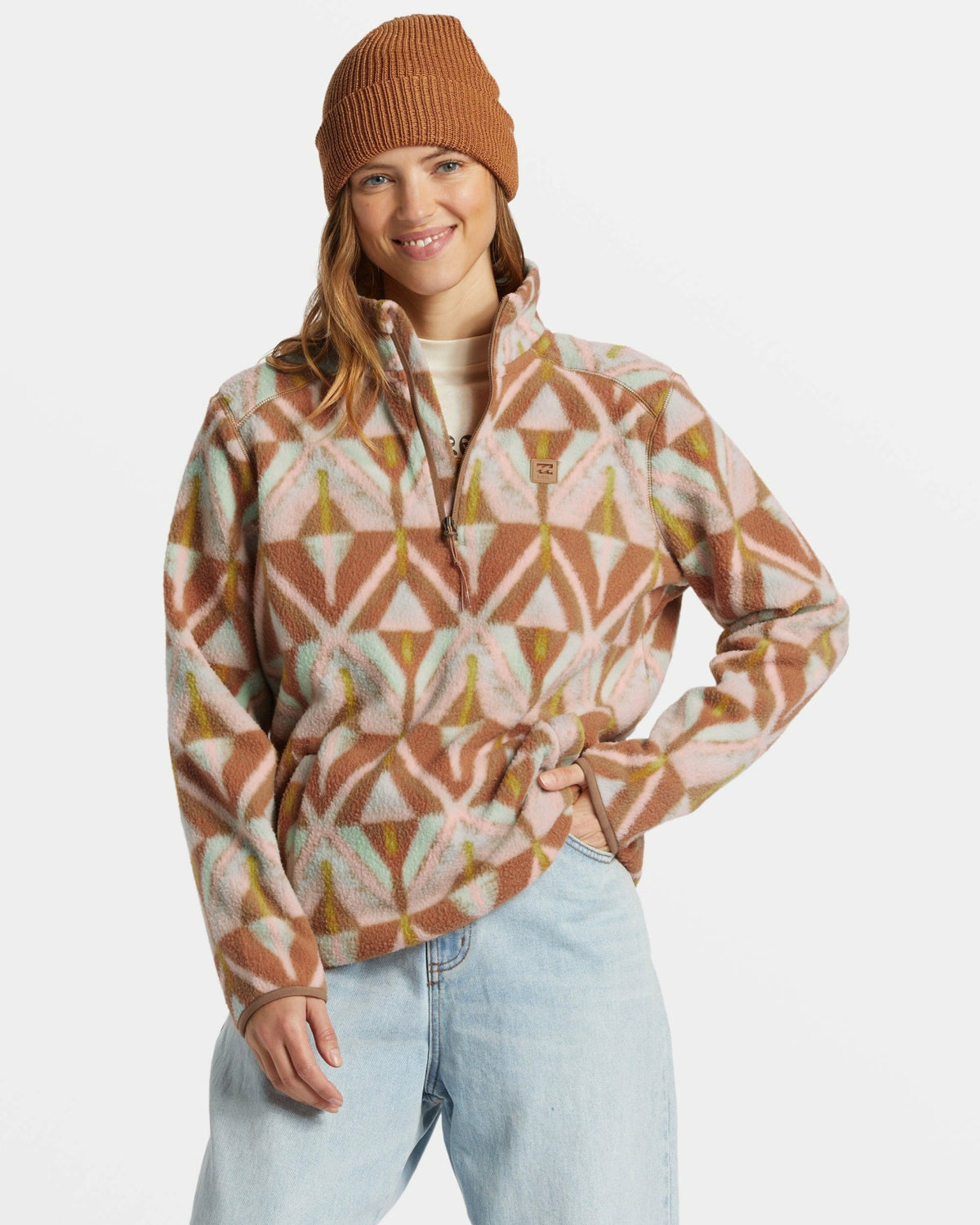 Billabong A/Div Boundary Mock 3 Half-Zip Pullover Sweatshirt - Sandalwood