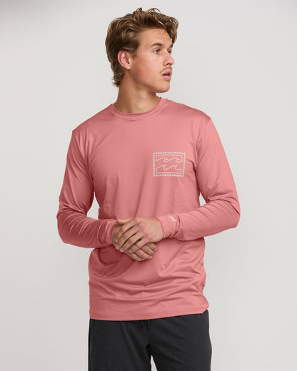 Billabong Crayon Wave Loose Fit Long Sleeve Surf Tee - Dusty Pink