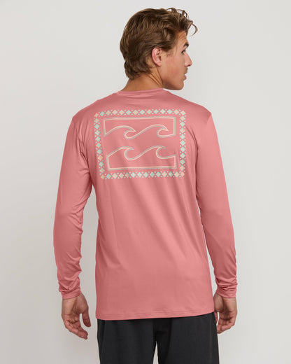 Billabong Crayon Wave Loose Fit Long Sleeve Surf Tee - Dusty Pink