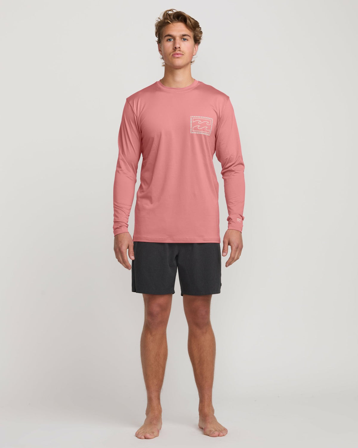 Billabong Crayon Wave Loose Fit Long Sleeve Surf Tee - Dusty Pink
