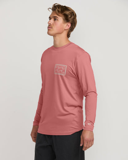 Billabong Crayon Wave Loose Fit Long Sleeve Surf Tee - Dusty Pink