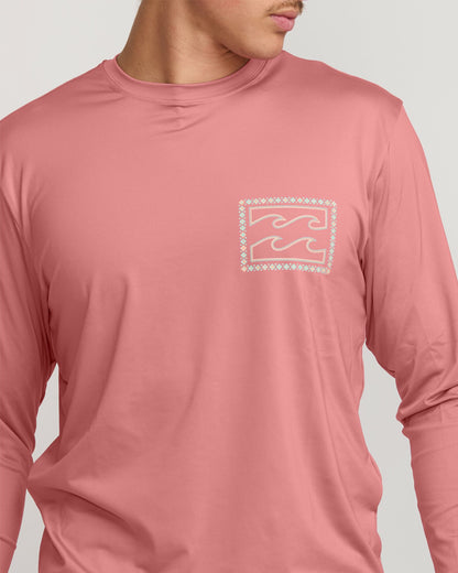 Billabong Crayon Wave Loose Fit Long Sleeve Surf Tee - Dusty Pink