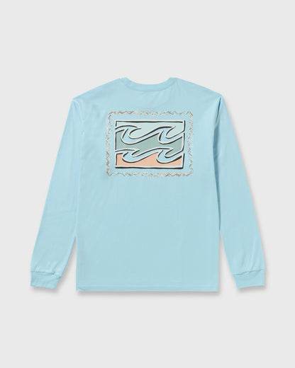 Billabong Crayon Wave Regular Long Sleeve T-Shirt - Coastal Blue