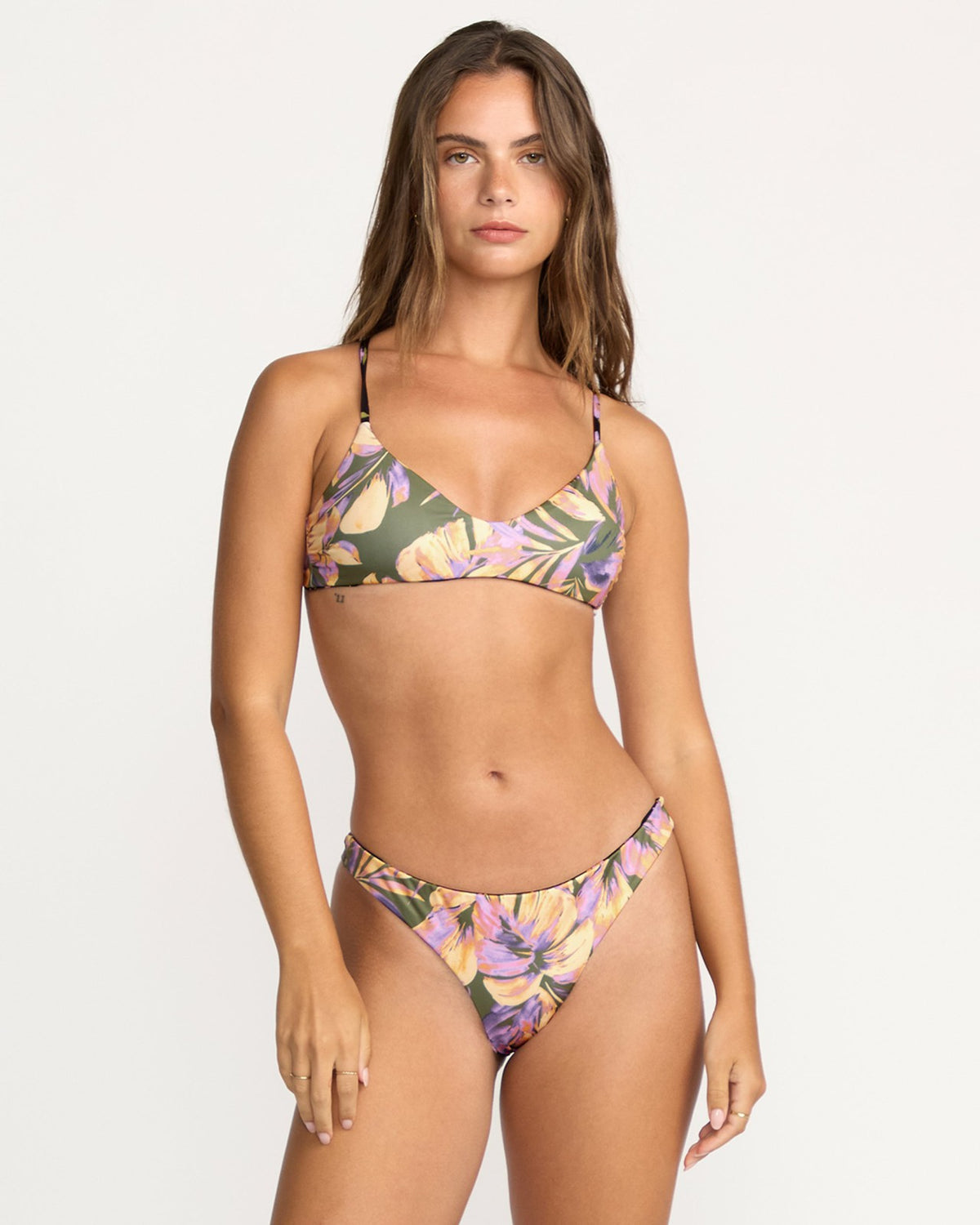 Billabong Drifting Coast Reversible V Bralette Bikini Top - Luv Army