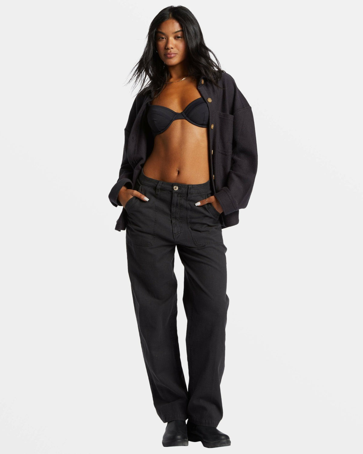 Billabong Everytime Oversized Shacket - Black Sands