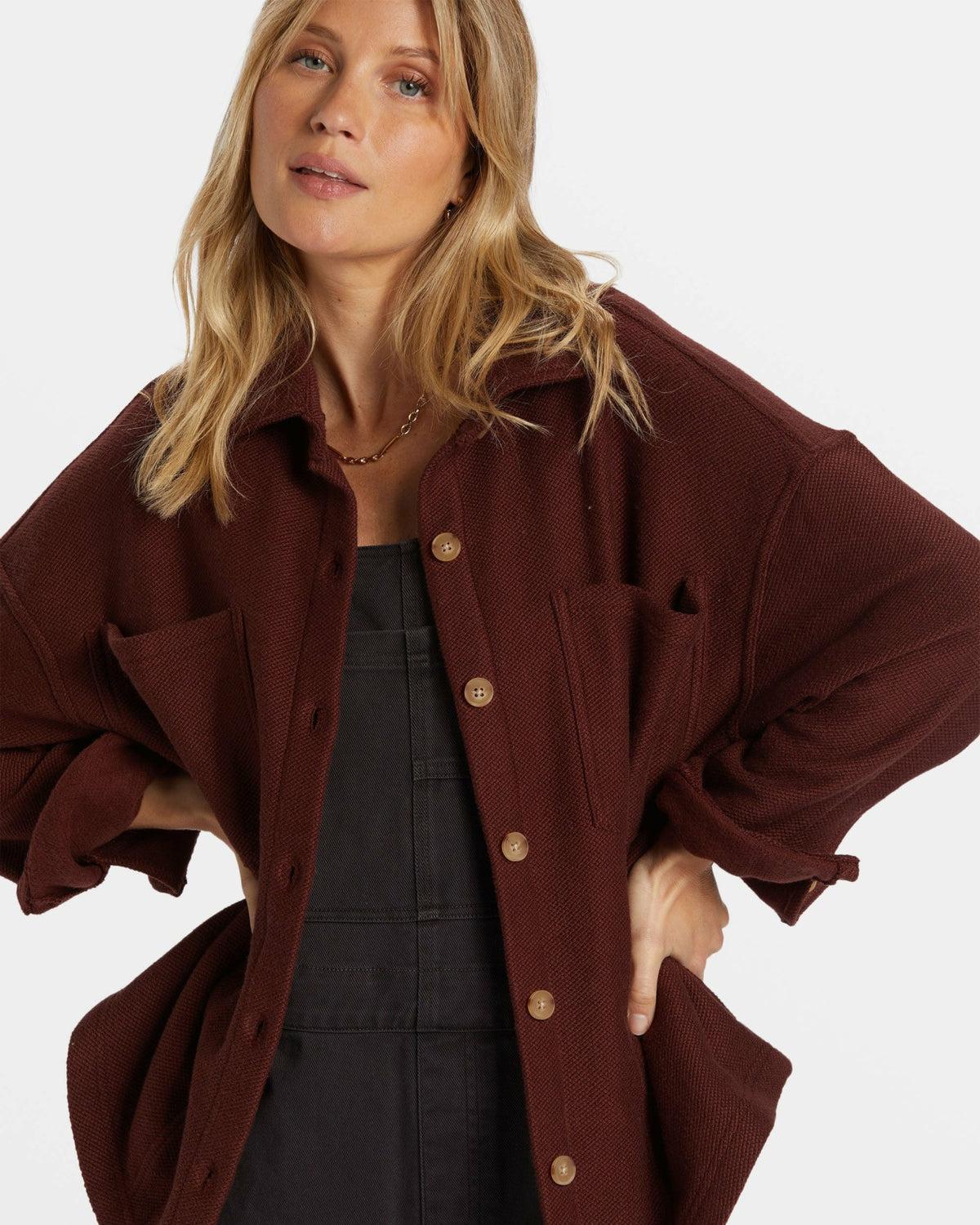 Billabong Everytime Oversized Shacket - Choc Chip