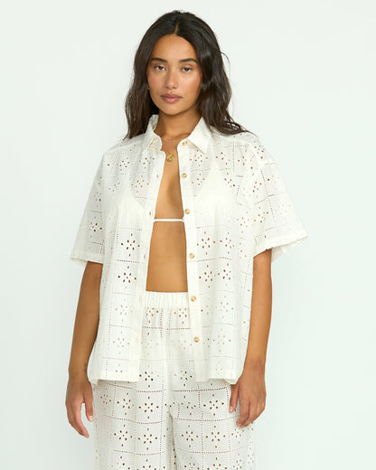 Billabong Eyelet Crush Beach Coverup Top - Salt Crystal