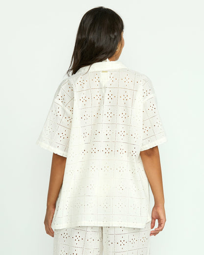 Billabong Eyelet Crush Beach Coverup Top - Salt Crystal