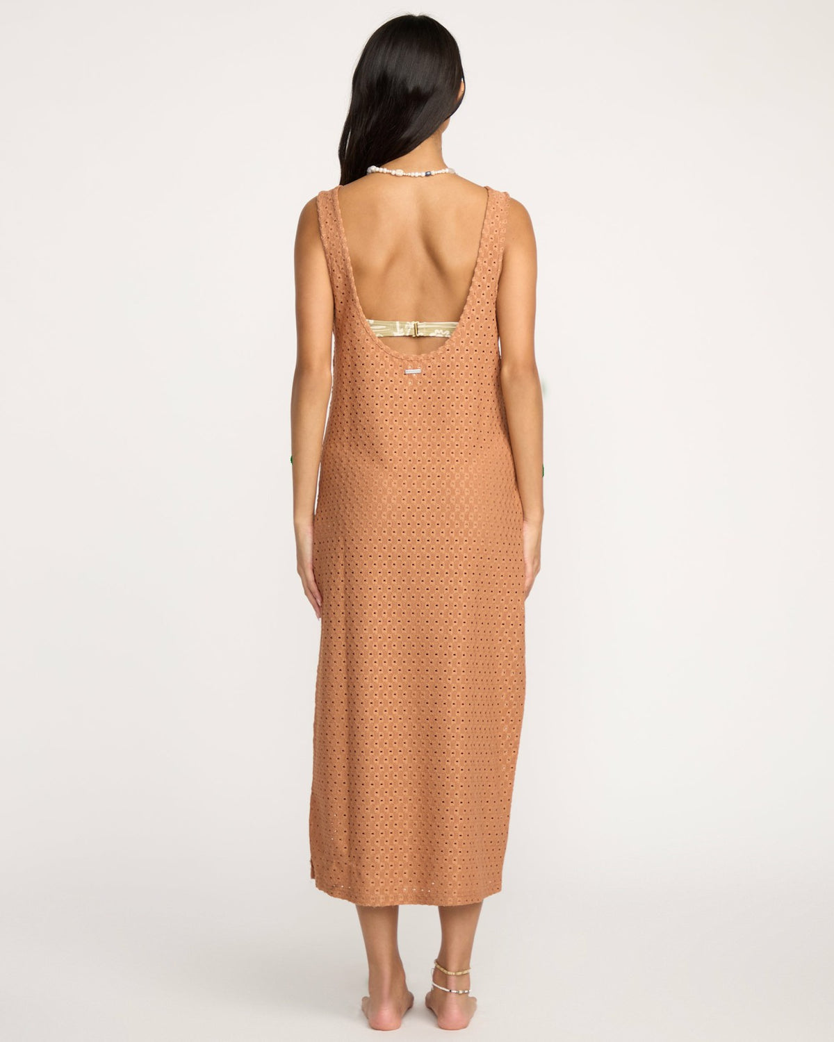 Billabong Eyelet Sun Midi Dress Beach Coverup - Rose Brown