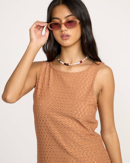 Billabong Eyelet Sun Midi Dress Beach Coverup - Rose Brown