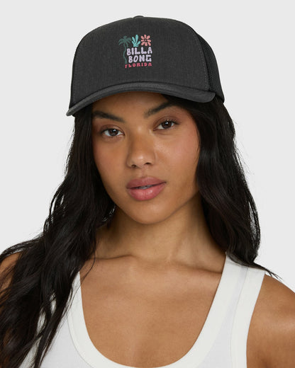 Billabong Floral Block Fl Trucker Hat - Black Pebble