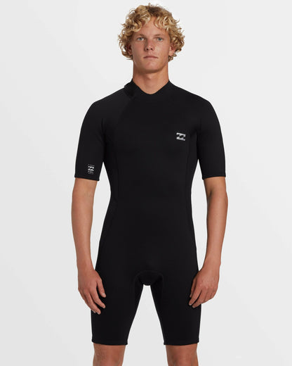 Billabong 2mm Foil Flatlock Back Zip Short Sleeve Springsuit - Black