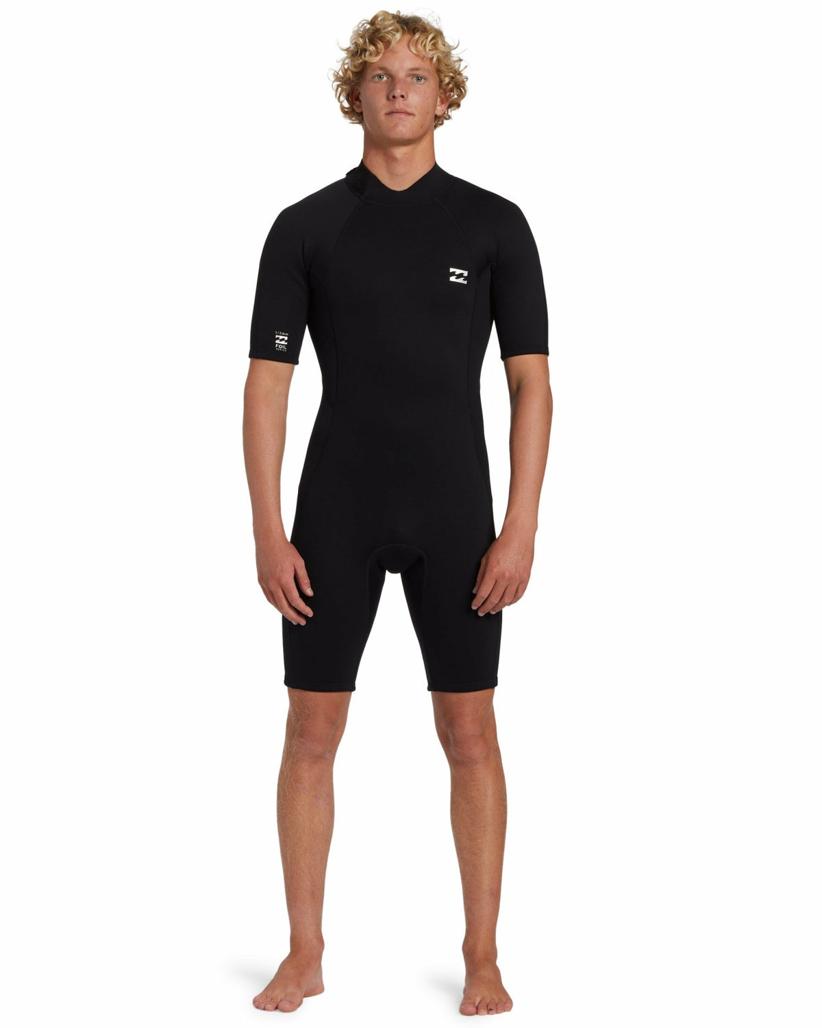 Billabong 2mm Foil Flatlock Back Zip Short Sleeve Springsuit - Black