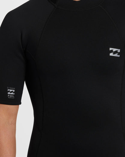 Billabong 2mm Foil Flatlock Back Zip Short Sleeve Springsuit - Black