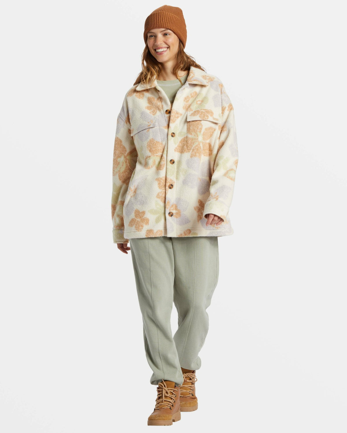 Billabong Happy Camper Shacket Button Sweater - Summer Rain
