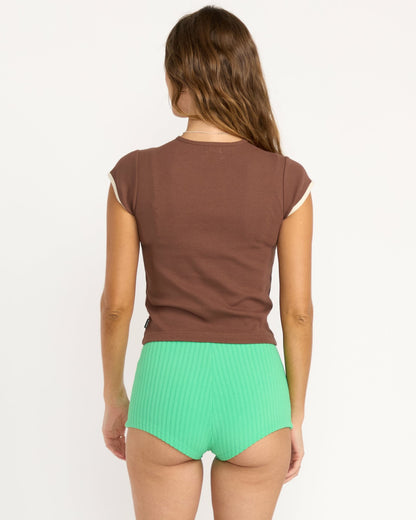 Billabong Josie Ringer Short Sleeve T-Shirt - Espresso