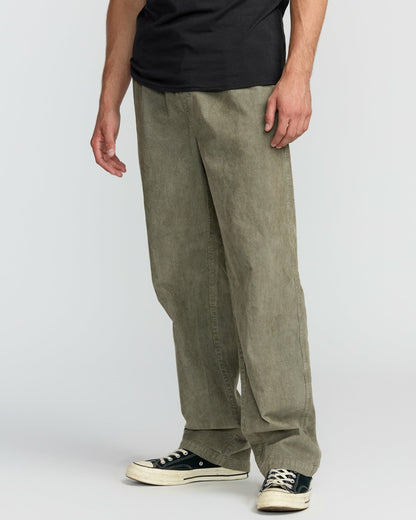 Billabong Larry Elastic Waist Corduroy Pants - Green Ash