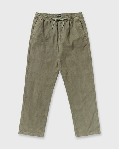 Billabong Larry Elastic Waist Corduroy Pants - Green Ash