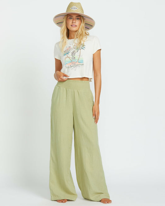 Billabong New Waves Gauze Elastic Waist Pants - Avocado