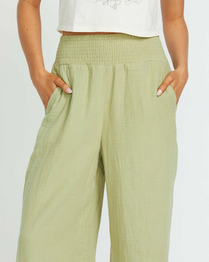 Billabong New Waves Gauze Elastic Waist Pants - Avocado