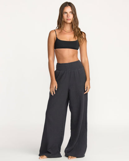 Billabong New Waves Gauze Elastic Waist Pants - Black Sands