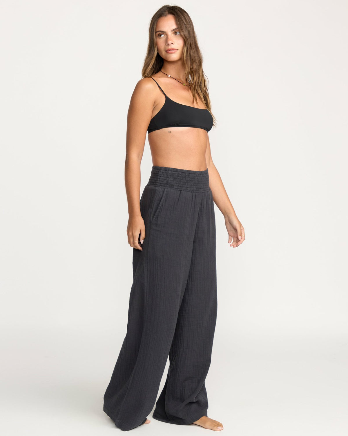 Billabong New Waves Gauze Elastic Waist Pants - Black Sands