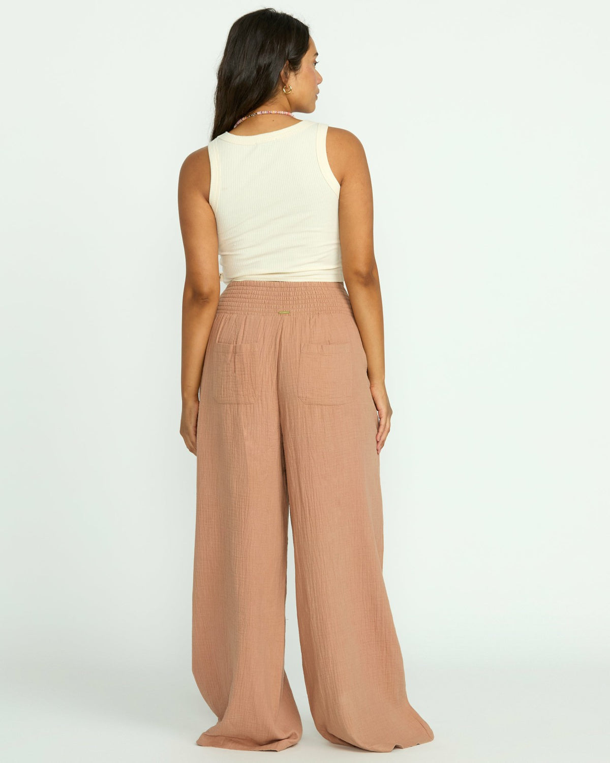 Billabong New Waves Gauze Elastic Waist Pants - Rose Brown