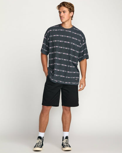 Billabong Raging Bull Stripe Tee - Washed Black