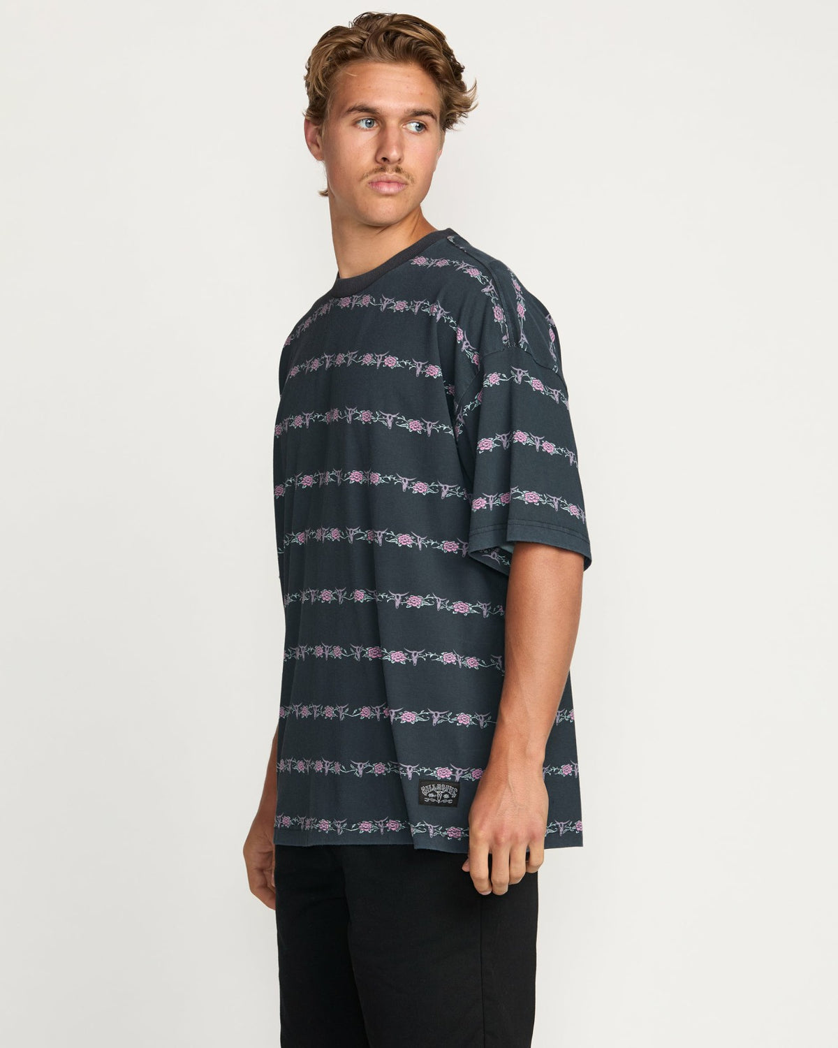 Billabong Raging Bull Stripe Tee - Washed Black