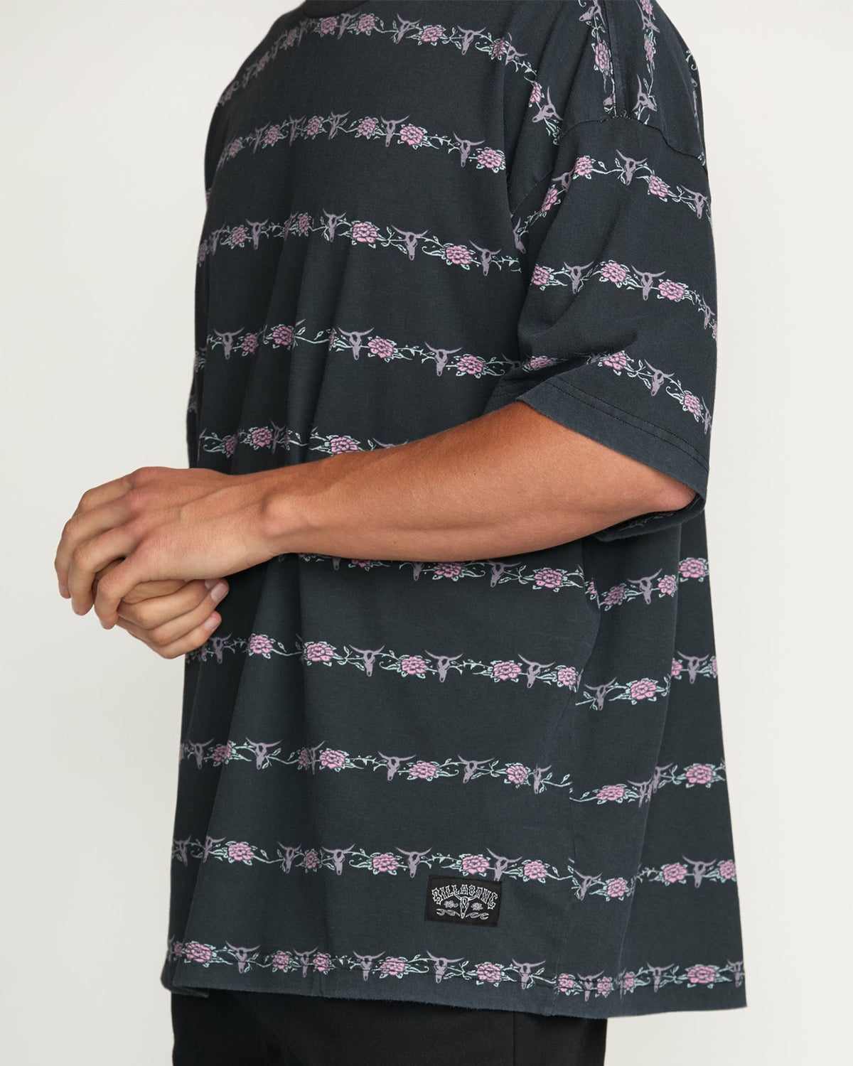 Billabong Raging Bull Stripe Tee - Washed Black