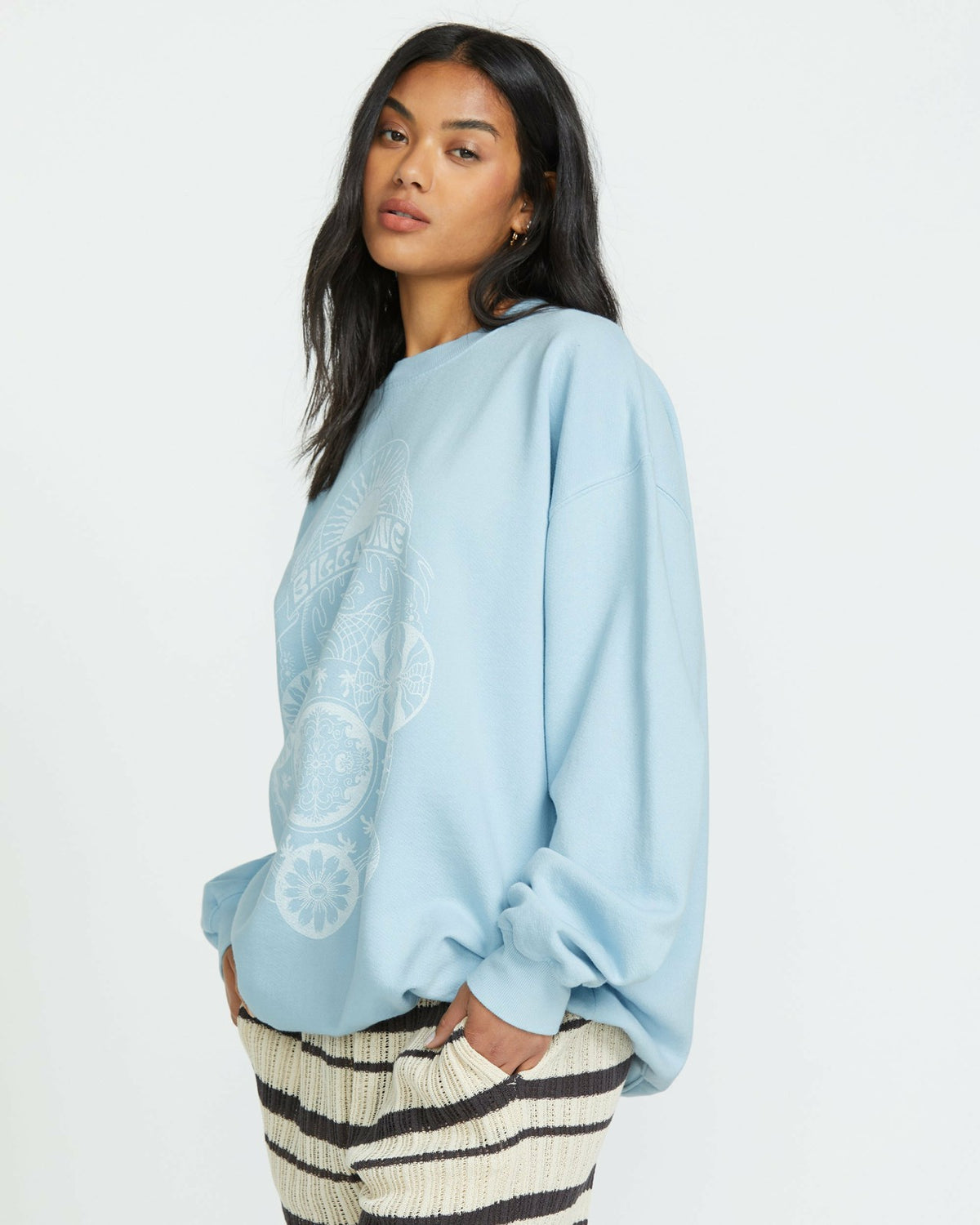 Billabong Ride In Crew Sweatshirt - Washed Chambray