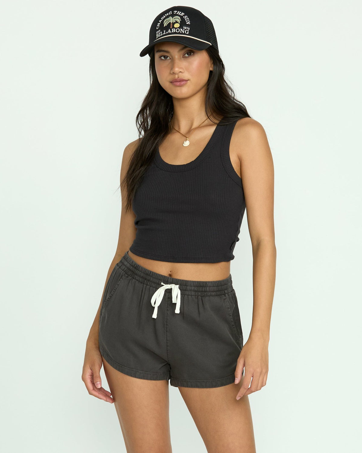 Billabong Road Trippin Elastic Waist Shorts - Off Black