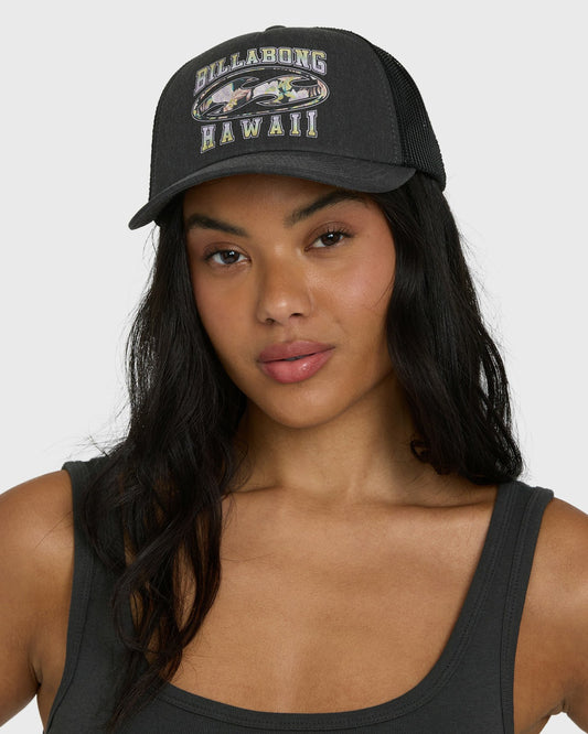Billabong Shadow Tropics Hi Trucker Hat - Black Pebble