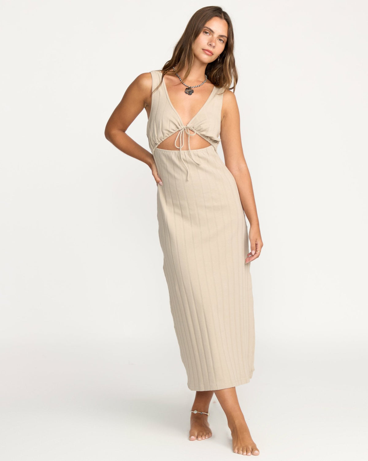 Billabong Slides Midi Knt Dress - Cobblestone