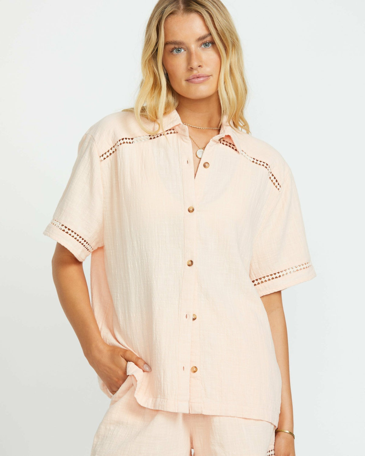 Billabong Summers End Short Sleeve Shirt - Soft Peach