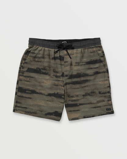 Billabong Surftrek Perforated Elastic 17" Hybrid Shorts - Dark Military