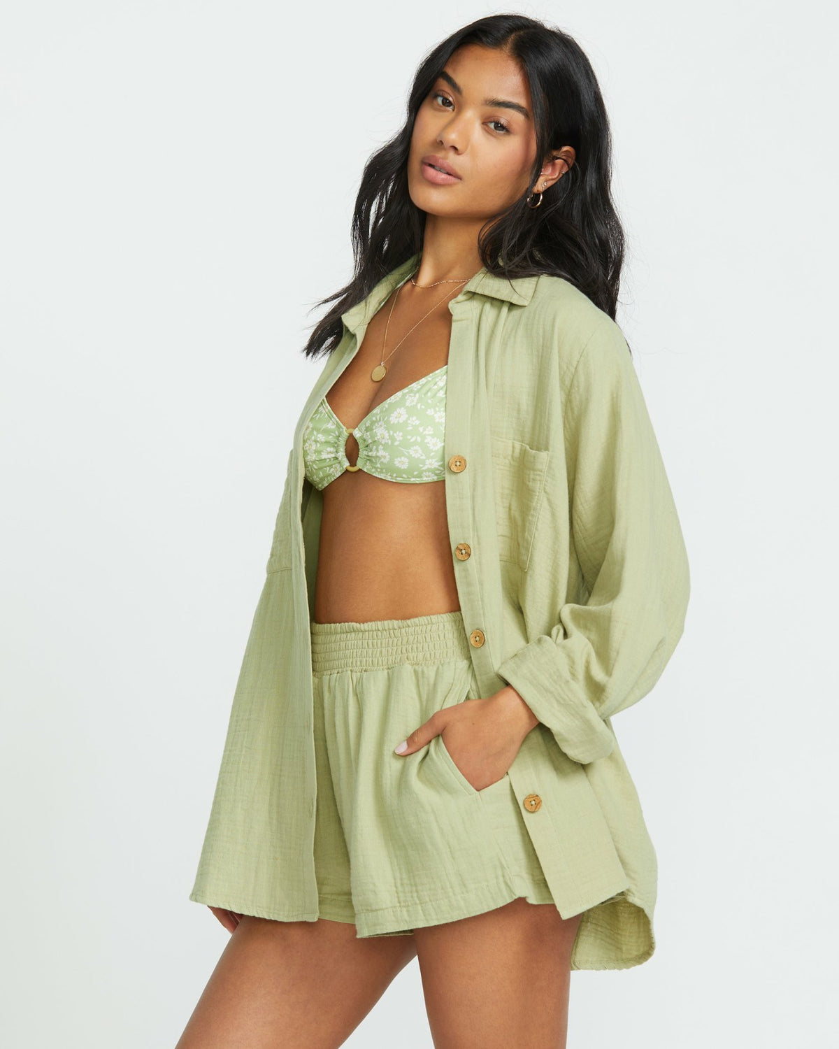 Billabong Sweet Swell Long Sleeve Shirt - Avocado