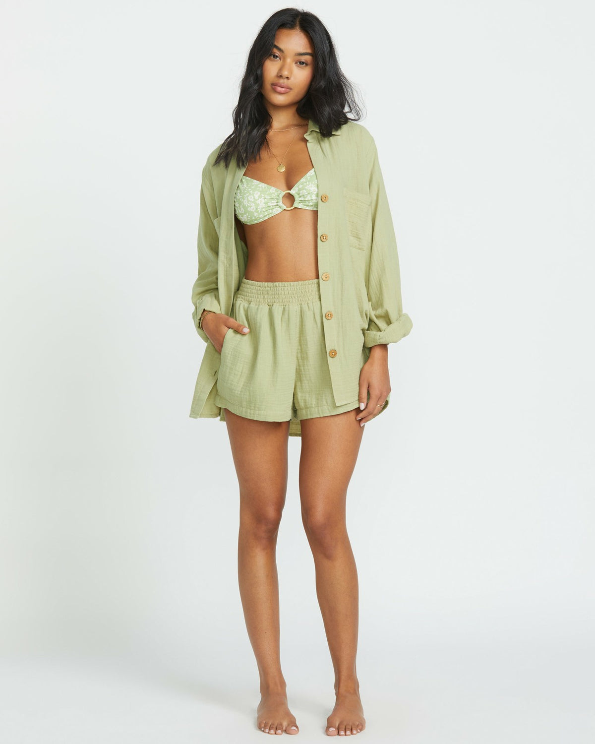 Billabong Sweet Swell Long Sleeve Shirt - Avocado